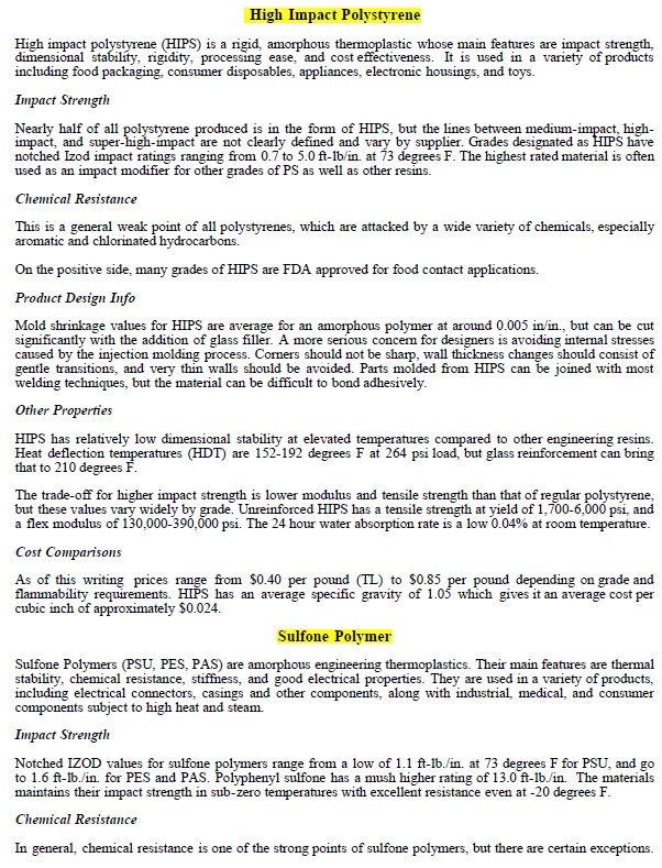 Excerpt from eBook titled Thermoplastic Materials Guide