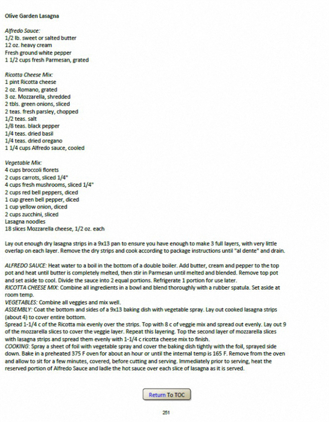 Olive Garden Lasagna
